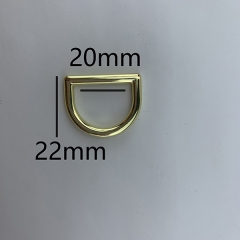 20mm High Grade Light Gold D Shape Ring Buckle Strap Hardware for Handbag