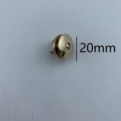 20mm Light Gold Metal Button Brass Magnet For Bag Lock