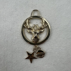 Golden Reindeer Circle Metal Accessory with hanging ornament