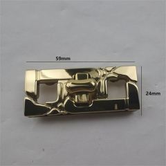 59mm Rectangular Three-Hole Thick Gold Twist Lock For Bag